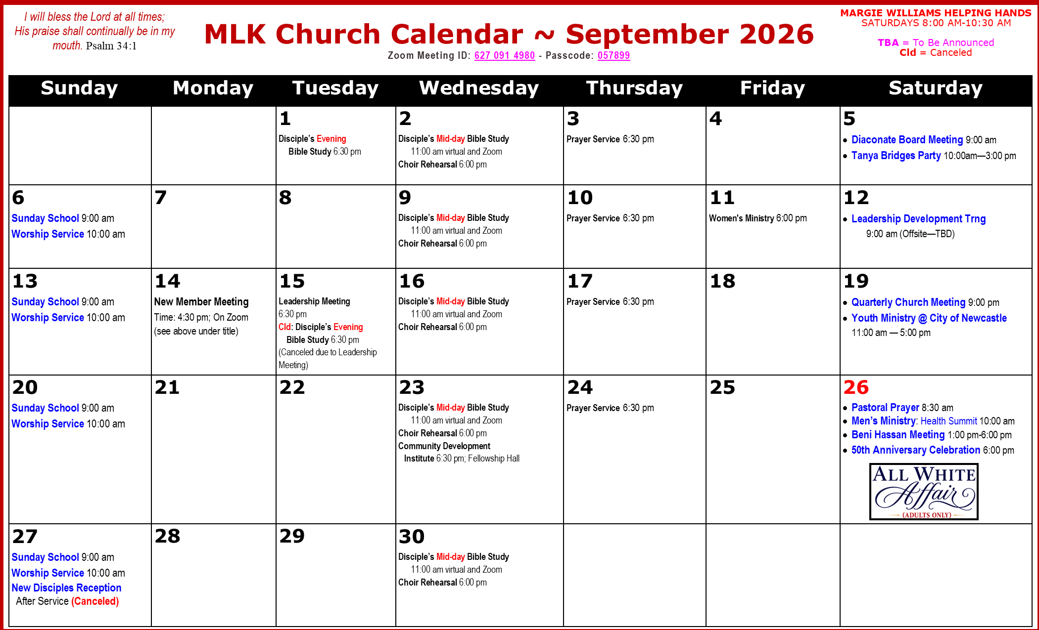 MLK Church Calendar – September 2026